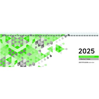 Querterminkalender 1 Woche=1 Seiten 2025 Maße: 29,6 x 9,9 cm (B x H), Karton grün