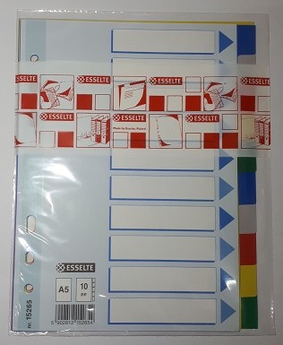 Register A5 blanko 10-teilig Plastik PP farbig Deckblatt aus Karton