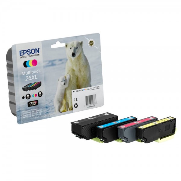 Epson Tintenpatronen 26XL Multipack 4 St./Pack schwarz, cyan, magenta, gelb