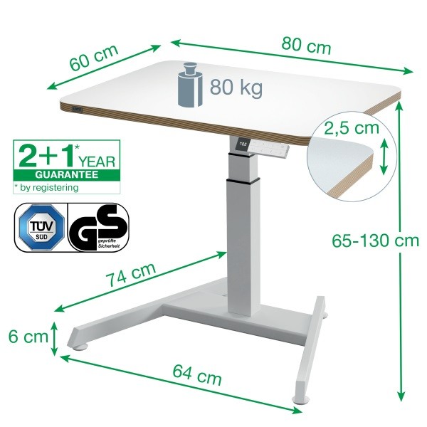 Schreibtisch Sitz-/Steh-Ergo Elektrisch grau Tastatur- und Mausablage