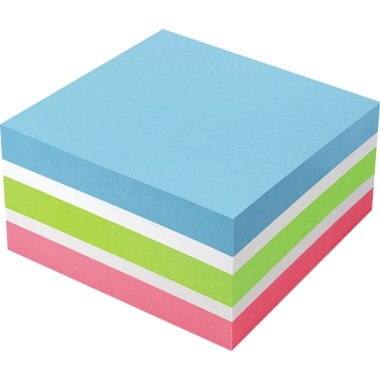 Haftnotizwürfel 75x75mm Farbmix brilliant 400 Bl blau, grün, pink