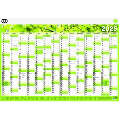 Plakatkalender 100x70cm (BxH) Karton 2025 14 Monate/1 Seite, oeco