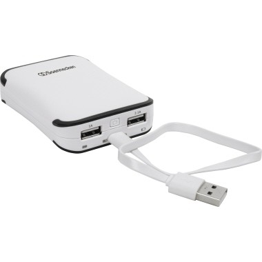 Powerbank Soennecken 6.600 mAh weiß/grau Maße: 64 x 21 x 84 mm (B x H x T)