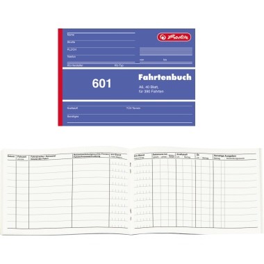 Fahrtenbuch A6 quer PKW 40 Blatt